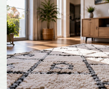Tapis de salon vu en diagonale, illustration